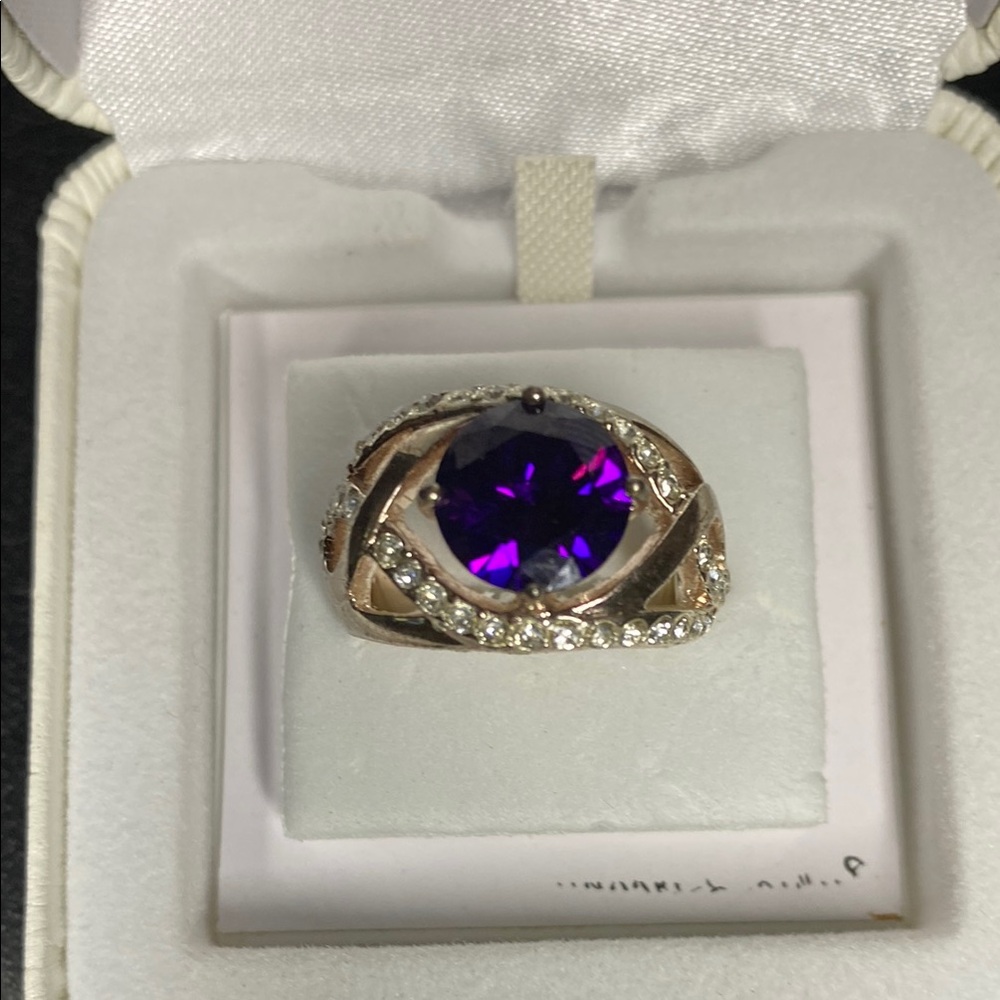 Elegant Purple and Gold Women's Cocktail Ring